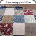 thumbnail image 2 of Cozy Line Home Fashions Sanders Rouge Bleu Marine Marron Imprimé Floral Patchwork Réel, Couvre-Lit Réversible 100 % Coton, Ensemble de Literie (Rouge/marine, Grand - 3 Pcs), 2 of 4