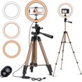 thumbnail image 1 of PEYOU 10" Selfie Ring Light with 50'' Extendable Tripod Stand & Phone Holder, LED Ring Light for Live Stream, Makeup, Vlog/YouTube Video, Photography, Ringlight for iPhone and Android Devices, 1 of 8