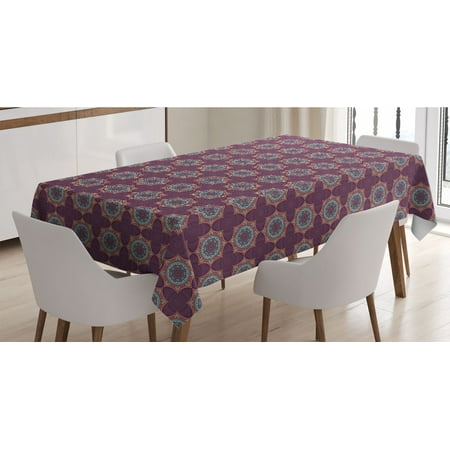 

Ethnic Tablecloth Flower Pattern with Oriental Elements Culture Motifs Arrangement Rectangle Satin Table Cover Accent for Dining Room and Kitchen 60 X 90 Multicolor by Ambesonne