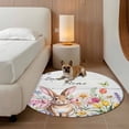 thumbnail image 2 of Grey Easter Round Area Rug 3.3Ft Washable Circle Rugs for Dining Room Table, Spring Watercolor Tulip Flower Plant Wood Grain Non-Slip Carpet Floor Mats Indoor Outdoor Carpet Runner Home Decor, 2 of 8