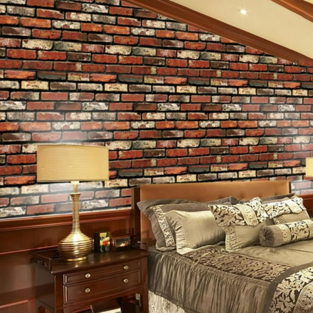 18" x 39"Self-Adhesive Brick Wallpaper ,3D Brick Wall Stickers PVC Wallpaper Peel and Stick 3D Art Wall Panels for Living Room Bedroom Background Wall Decoration