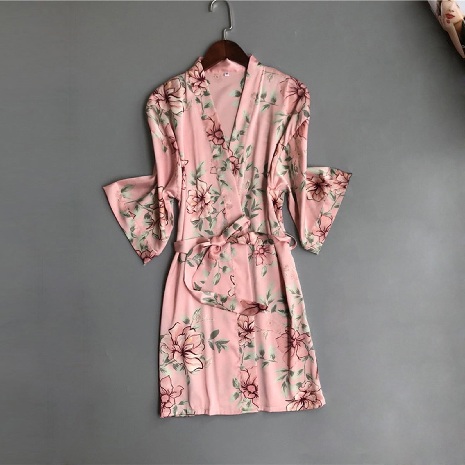 BONIXOOM Pajamas For Women Thanksgiving Pajamas Loungewear Belt Short Sleeve Sleepwear Sets Solid Pink XXL