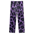 thumbnail image 4 of Purple Leopard Print Winter Female Pants Flannel High Waist Women Pants Lady Warm Straight Leg Plush Trousers, 4 of 7