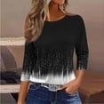 thumbnail image 4 of Cutuoiiu Women's Fashion Printed 3/4 Sleeve T-shirts Loose Crew Neck Tops Gifts, 4 of 6