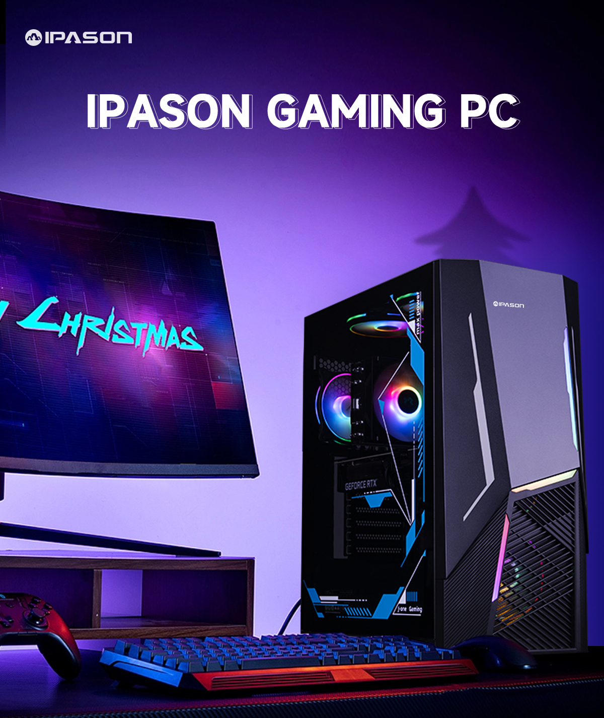 IPASON Gaming Desktop PC, Ryzen 7 5700X, RTX 4060Ti 8GB, 16GB DDR4, 1Tb SSD, Windows 11 Home 64-Bit - image 2 of 9