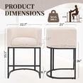 thumbnail image 5 of CRERIYO 26" Counter Height Bar Stools Set of 2, Fabric Upholstered Modern Barrel Bar Chairs with Metal Frame, Beige, 5 of 6