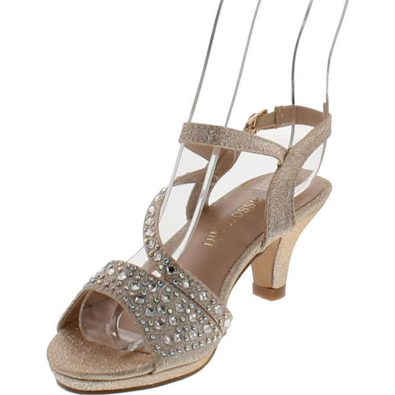 De Blossom Girls K-Stella-2 Stunning Strappy Dress Heel Metallic