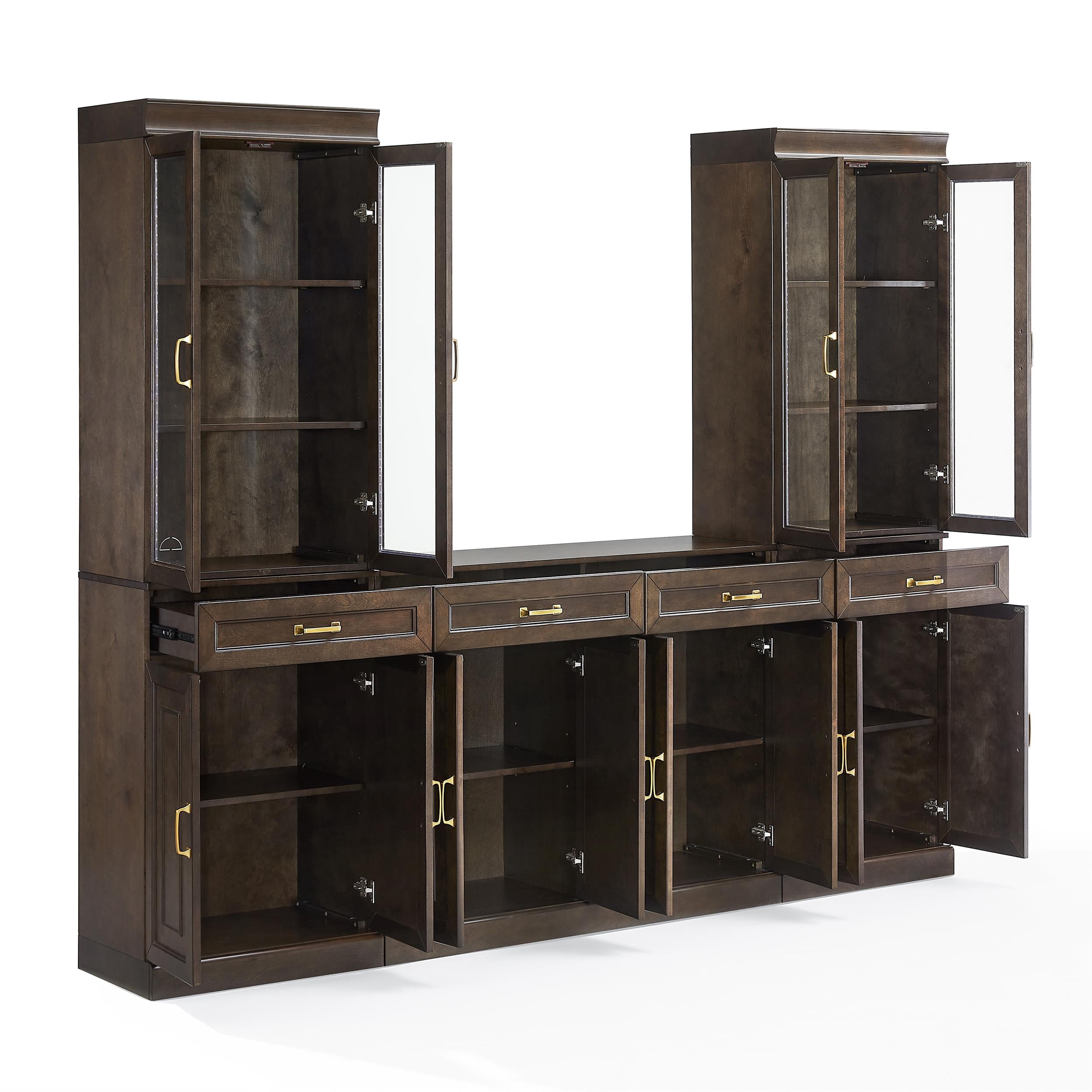 Crosley Furniture Stanton 3-Piece Sideboard And Glass Door Pantry Set in Coffee