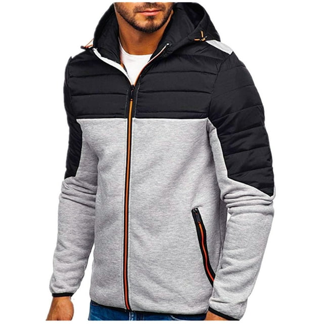 HUITKMM Chandails à Capuche Graphiques pour Hommes Hiver Loisirs Sport Sans Doublure Matelassé à Fermeture Éclair Veste à Capuche de Transition Veste à Capuche