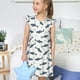 thumbnail image 4 of Balery Cute Shark Camisón de princesa para niñas, pijama de algodón con mangas abullonadas, suave y bonito.-Small, 4 of 6