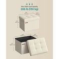 thumbnail image 3 of SONGMICS Small Folding Storage Ottoman Bench, Ottoman with Storage, Foot Rest Stool, 286 lb Capacity, Cream White, 3 of 6