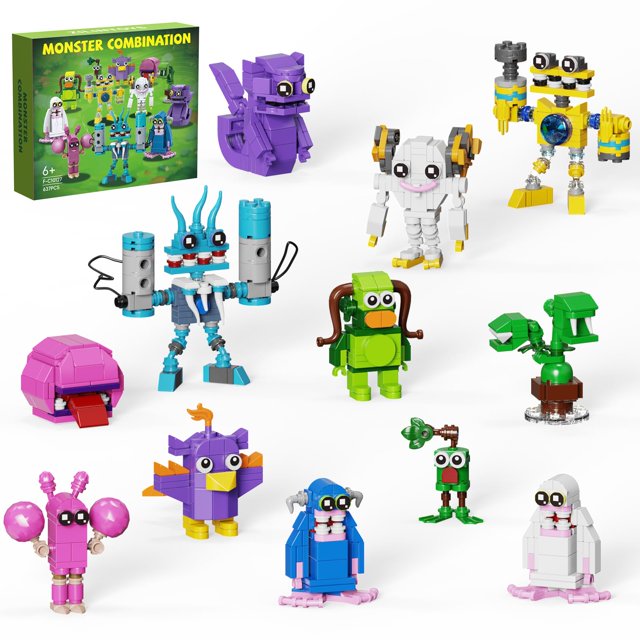 Set de construcción MYFUNTOY 12 en 1 con figuras de monstruos cantantes, 637 piezas