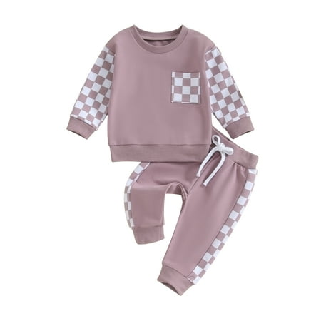 

Toddler Baby Girl Outfits Contrast Color Long Sleeve Sweatshirts Stretch Jogger Pants Newborn Fall Winter Clothes