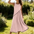 thumbnail image 6 of Uscallm Women's Sleeveless Round Neck Maxi Dress High Low Hem Flowy Casual Boho Beach Vacation Long Dresses, Pink M, 6 of 9