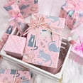 thumbnail image 3 of HOMERAL Reversible Cat Design Wrapping Paper Roll - Pink and white polka dot design on the other side, suitable for Valentine's Day, Birthday, Mother's Day, Wedding, Baby Shower, 3 of 7