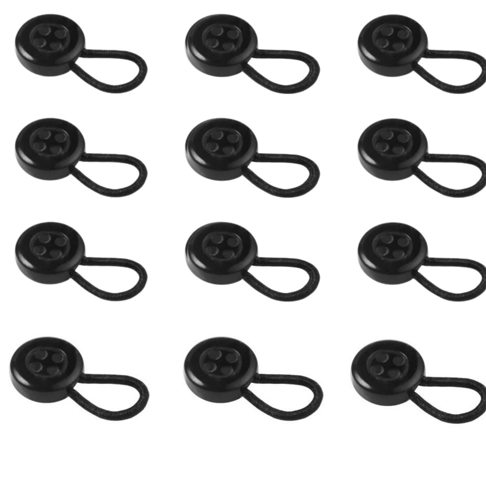 Collar Extender Elastic, Resin Button Elastic Extender, for dress shirt pants,10mm,12pcs, Black