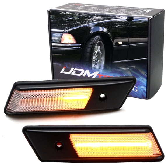 Semi-Clear Lens Fender Amber Full LED Sequential Blink Side Marker Turn Signal Indicator Lights For 1992-1996 BMW E36 3 Series Coupe/Sedan/Hatchback