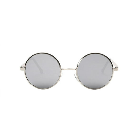 LULULION Retro Sunglasses Mens Round Metal Frame Light Grey 1Pack