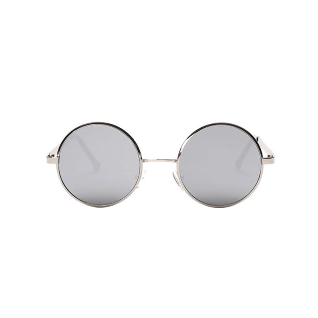 EeaseMX Gafas de sol reflectantes redondas con montura de metal vintage Gafas de sol con espejo circular Gafas para hombres Mujeres (montura plateada con lente plateada agua)