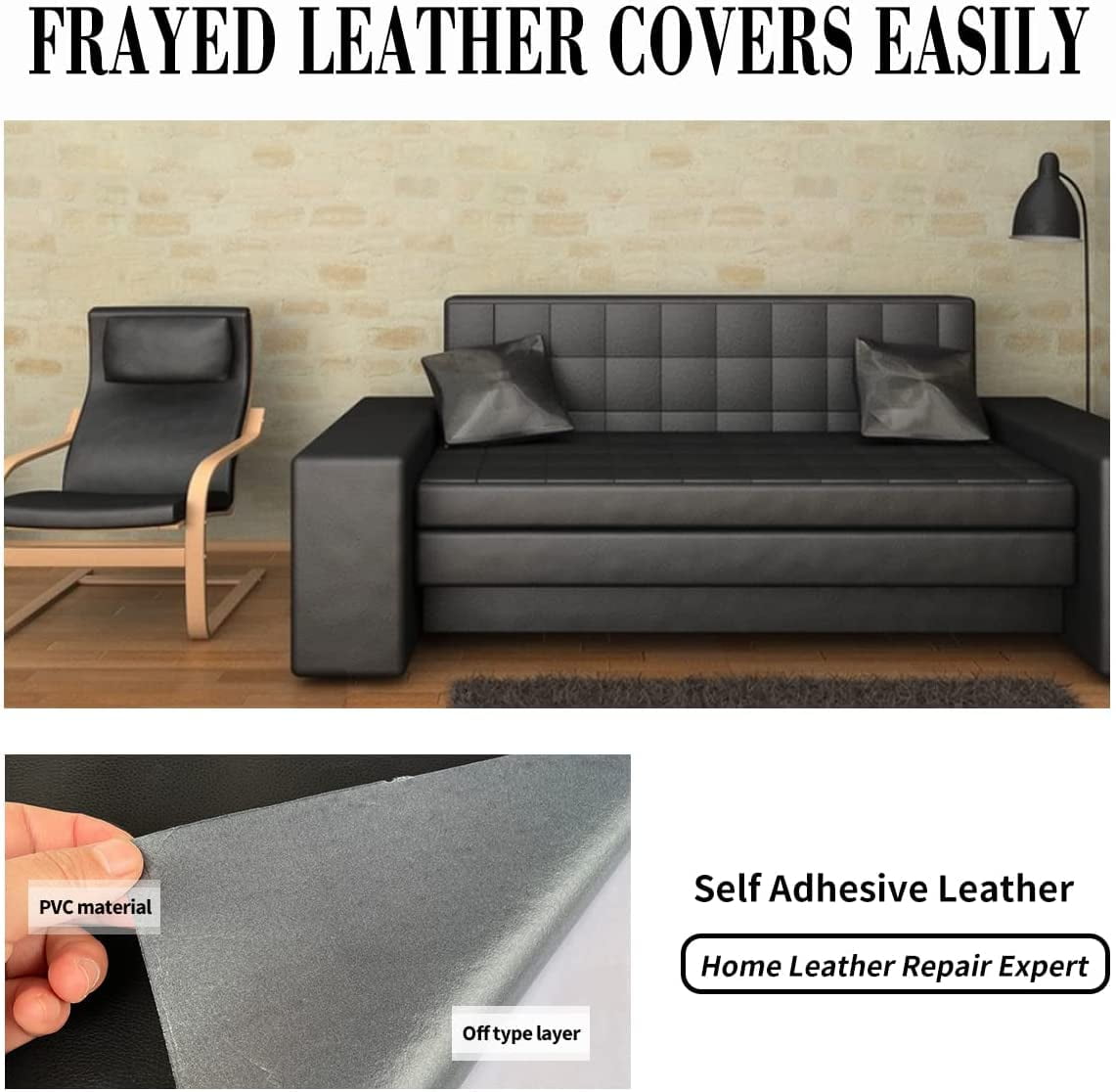 Aousthop Leather Repair Patch Self-Adhesive, 35x137cm / 50x137cm,  Waterproof, DIY Litchi PU Replace Leather Repair Patch for Couches,  Furniture, Kitchen Cabinets, Wall, Jackets, Sofa, Boots(1 Roll) 