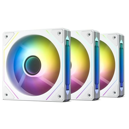 DARKROCK F120-3 in 1 120 mm Infinite Mirror Design Case Fans with PWM Control & ARGB Effect, Hydraulic Bearing for Low-Noise Operation - Suitable for Most PC Cooling Systems - White