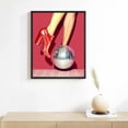 thumbnail image 2 of ONETECH Vintage Disco Ball Print Poster Cowgirl Boot Print Trendy Western Wall Art Funky Preppy Pink Room Aesthetics Girly Wall Decor Girls Room Bedroom Living Room Bar Cart Framed 12\x16\, 2 of 4