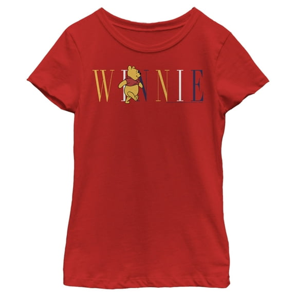 Girl's Winnie the Pooh Yellow, White, and Blue Script Graphic Tee