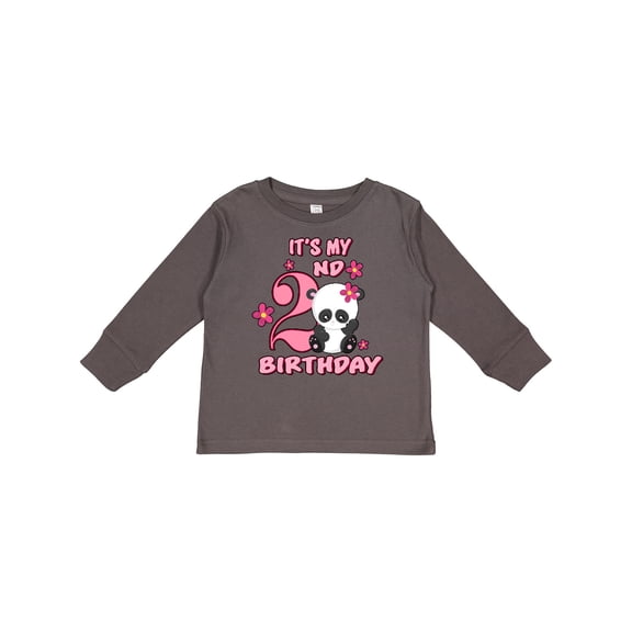 Inktastic It's My Second Birthday with Panda Bear Girls Long Sleeve Toddler T-Shirt
