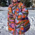 thumbnail image 1 of LOVZFMLL Jackets for Women's Fall And Winter Printed Pleated Lace Cotton Jacket, 1 of 4