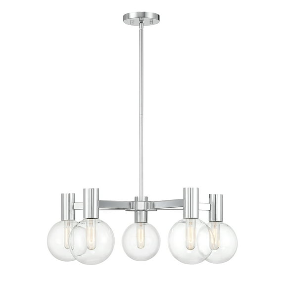 Chrome Five Light Chandelier from the Wright Collection
