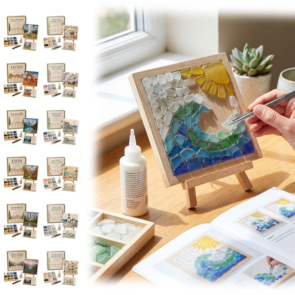 Mosaic Art Kits For Adults, Glass Art Kits For Adults, Vintage Townscape Craft Kit, Unique Entryway Display, Thoughtful Housewarming Gift For New Home Owners