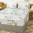 thumbnail image 3 of Move Over Ensemble de Draps 4 Pcs Fleurs Blanches Jumeau Botanique Drap-Housse Motif Fleurs Roses Rouges Élastiques Tout Autour Poche Profonde, 3 of 9