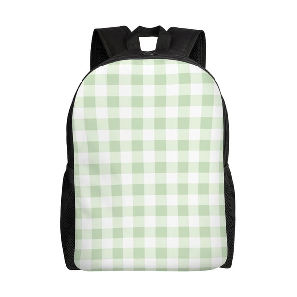 Fotbe Green Checkboard Mochila de Viaje para Laptop, Mochila Ejecutiva Delgada y Resistente 15.6"