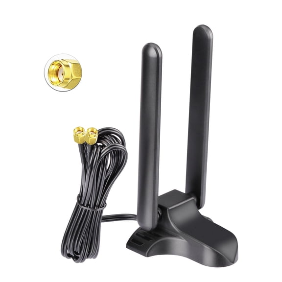 Eightwood WiFi 6E Antenna Tri-Band 2.4GHz 5GHz 6GHz Magnetic Base WiFi Antennae, RP-SMA Connector for Computer PC Desktop Motherboard PCIe Bluetooth Card Wireless Router