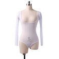 thumbnail image 3 of Long Sleeve Bodycon Gauze Top  Sheer Pure Mesh T Shirts Sexy Adult Bellydance Costumes Carnival Outfit Open Bust Leotard,Leotard,Whie,3- BTS/Fall,Semi-Opaque, 3 of 4
