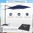 thumbnail image 3 of Gymax Parasol Déporté d'Extérieur de 10 Pi avec Rotation à 360 Degrés, Évent, Base Croisée Incluse, Patio, Bleu Marine, 3 of 7