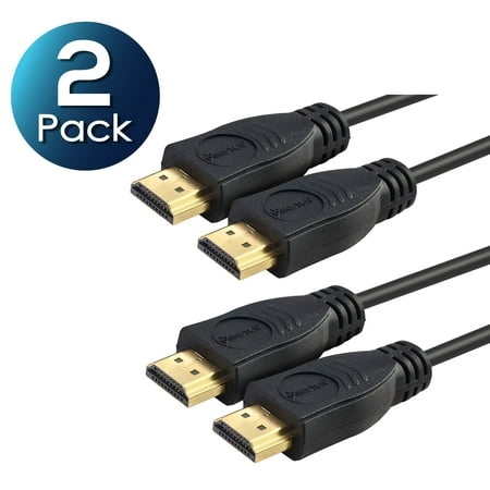 Insten 2-Pack 3' HDMI Cable 1080p High Speed with Ethernet 3' Black (version 1.4) [Supports UHD 4K 2160p , Full HD 1080p , 3D , Multi View Video , Ethernet & Smart