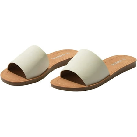 

Soda Shoes Efron-S Women Flip Flops Basic Plain Slippers Slip On Sandals Slides Casual Peep Toe Beach