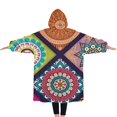 thumbnail image 2 of Oversized Wearable Blanket Hoodie,Multicolor Ethnic Mandala Pattern Sherpa Blanket Hoodie with Super Pockets,Super Warm Fuzzy Pullover for Women & Men, 2 of 6