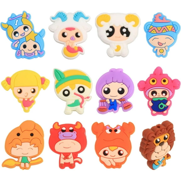 12Styles Zodiac Silicone Beads Silicone Focal Beads Twelve Constellations Silicone Loose Spacer Beads