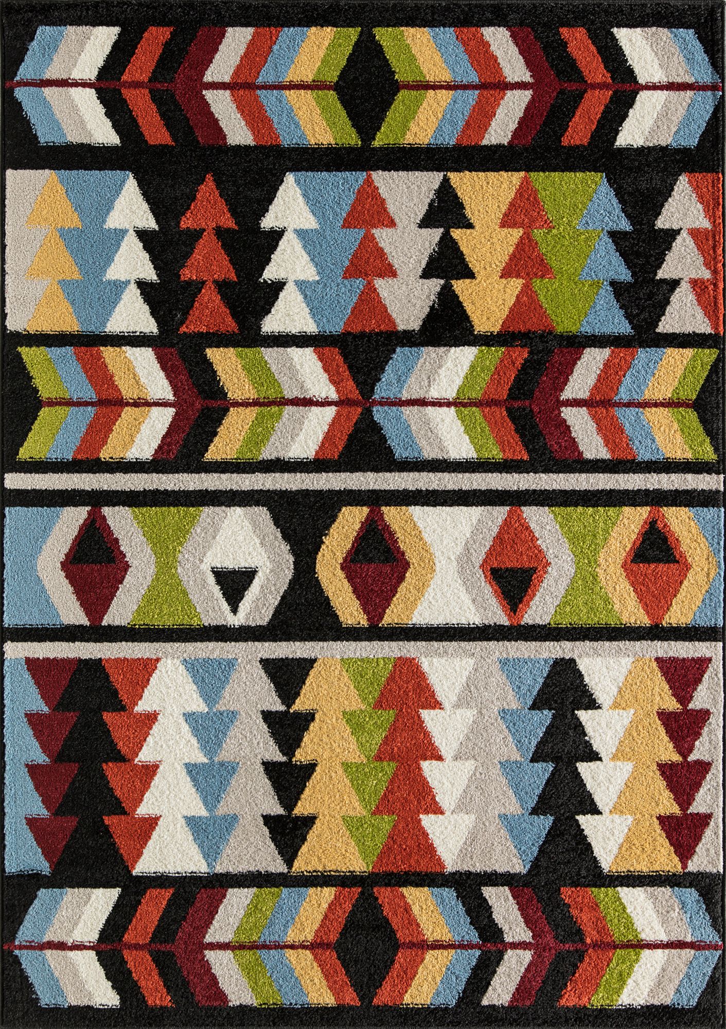 Rugs America Bradford KH30B Hues Black Tribal Moroccan Black Area Rug, 5'x7'