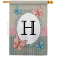 thumbnail image 2 of Breeze Decor 30138 Butterflies H Monogram 2-Sided Vertical Impression House Flag - 28 x 40 in., 2 of 2