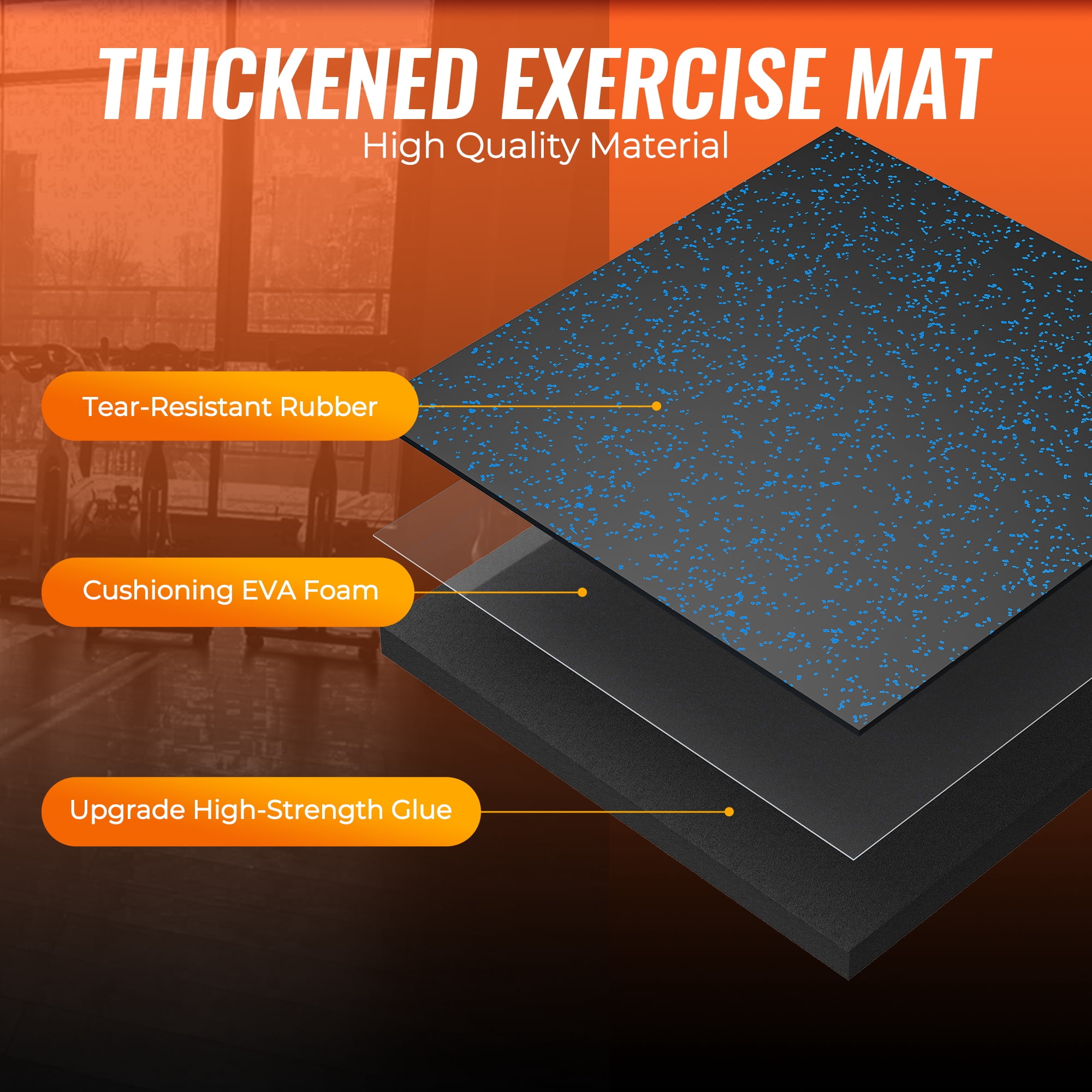 Amadwell 12Pcs Interlocking Workout Mats, 0.56" Thick Rubber Top EVA Foam Gym Flooring, 48 Sq Ft High Density Protective Tiles for Home Gym & Exercise