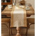 thumbnail image 2 of Fennco Styles Diamond Weave Fringe Cotton Blend Table Runner 14" W x 72" L - Mustard Geometric Rectangular Table Cover for Boho Décor, Dining Table, Banquets, Family Gatherings, 2 of 6