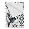 thumbnail image 2 of Ambesonne Rustic Fleece Throw Blanket Botanical Southwestern Cow 60"x80" Dark Blue Grey and White, 2 of 5