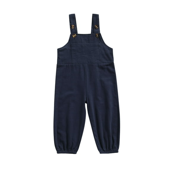Toddler Baby Girl Boy Overalls Clothes Simple Style Solid Wide Shoulder Straps Suspender Trousers