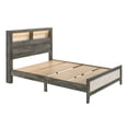 thumbnail image 3 of King Size Platform Storage Bed - Modern Farmhouse, Gray Beige Wood Bed Frame, Built-in Lighting, Plank Headboard, Bedroom Furniture, 87"x80", 3 of 6