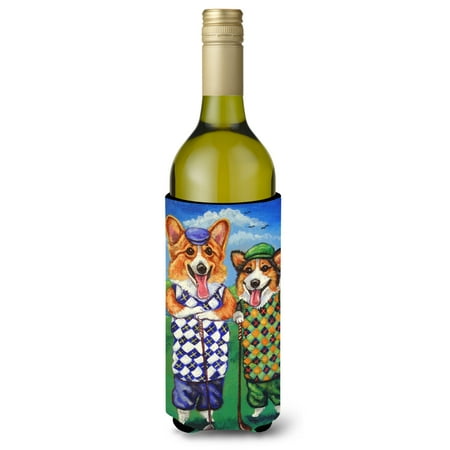 

Carolines Treasures 7361LITERK Corgi Golfers Wine Bottle Hugger Wine Bottle multicolor