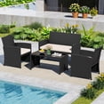 thumbnail image 4 of Costway 8 PCS Patio Conversation Set with Seat Cushions & Tempered Glass Tabletop, Porch White+Black, 4 of 10