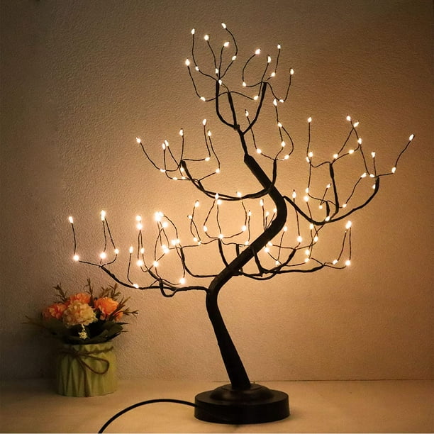 4 Pcs 20 Bonsai Fairy Tree Light 108 LED Artificial Tree Lamp Battery/USB  Operated DIY Birch Tree Warm Fairy Light for Indoor Home Desktop Christmas